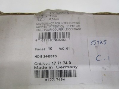 LOT OF 10 PHOENIX CONTACT HC-B 24-ESTS INSERT CONNECTOR NSMP
