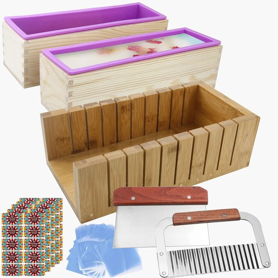 Soap Making Supplies - Silicone Molds, Steel Slicer, Labels - Image 3 of 4