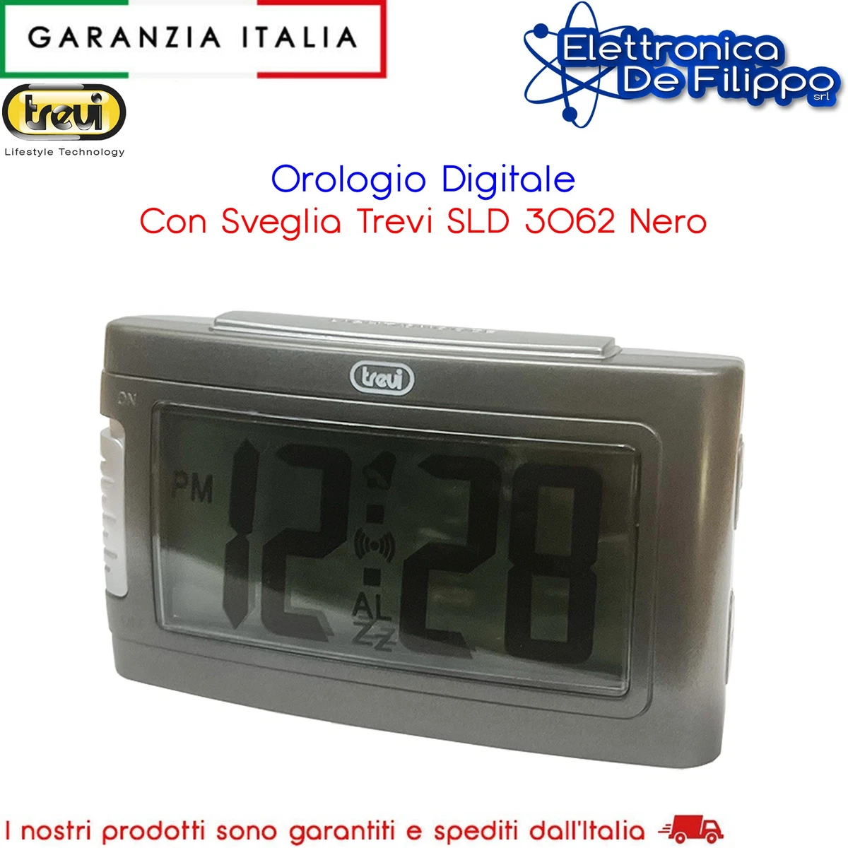 Sveglia Da Viaggio JRose Collections JR-1812: Silenziosa, Display Grandi Numeri, Funzione Snooze, Movimento Quarzo (Nera) - 2