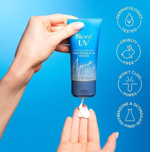 Biore UV Aqua Rich Crema Idratante Viso Quotidiana con SPF 50 - Foto 7 di 9