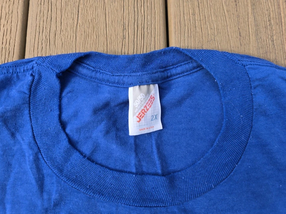 Vintage Single Stitch Jerzees TShirt Blue Made USA 2XL Funny School Bus Driver - Image 3 of 4