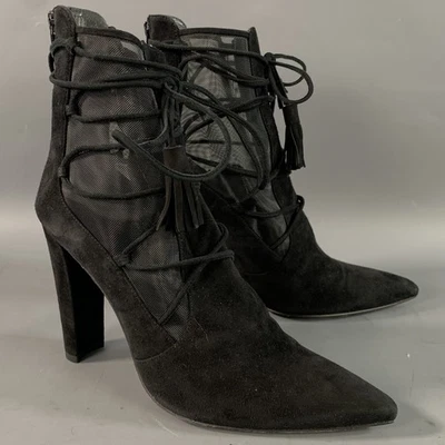 STUART WEITZMAN Bottes En Daim Texturé Noir, Mesh, Taille 9 - Photo 1/4