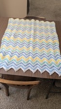 NEW Hand Crocheted Pastel Baby Blanket 36 x 26"