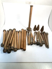 Wood Spools Bobbins Wooden Industrial 3"-10" Vintage Quills Mix Lot-30: