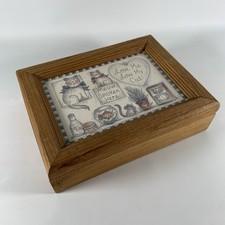 Vintage Love My Cat Meow Themed Keepsake Wood Trinket Box Cottagecore Folk