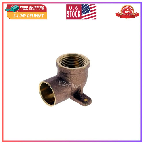 EZ-FLUID 1/2in Copper Sweat x 1/2in FIP Drop Ear Elbow Fitting Lead Free Brass