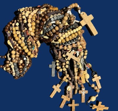 Bulk Lot of 50 Wood Bead Cord Rosaries  Assorted Colors