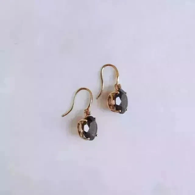 Pendiente aro moissanita marrón corte redondo de 2 quilates para mujer enchapado en oro amarillo de 14 quilates Foto 3 de 3