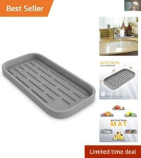 Stylish Non-Slip Silicone Sponge Holder Tray for Kitchen & Bathroom - 9.6"x4.9"