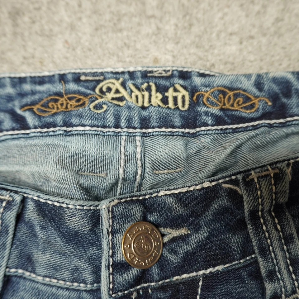 Pantalones de mezclilla para mujer Adiktd azul lavado talla 4 bolsillos bordados elásticos entrepierna de 27" Foto 3 de 4