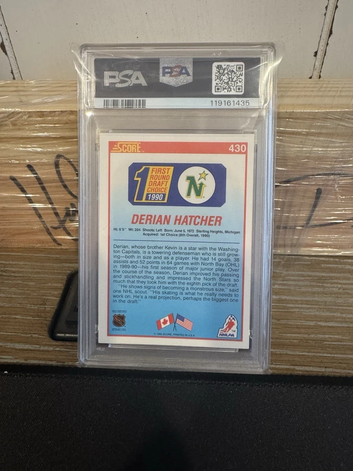 1990-91 SCORE #430 DERIAN HATCHER Autograph PSA Authentic Auto Grade 10 - Image 2 of 2