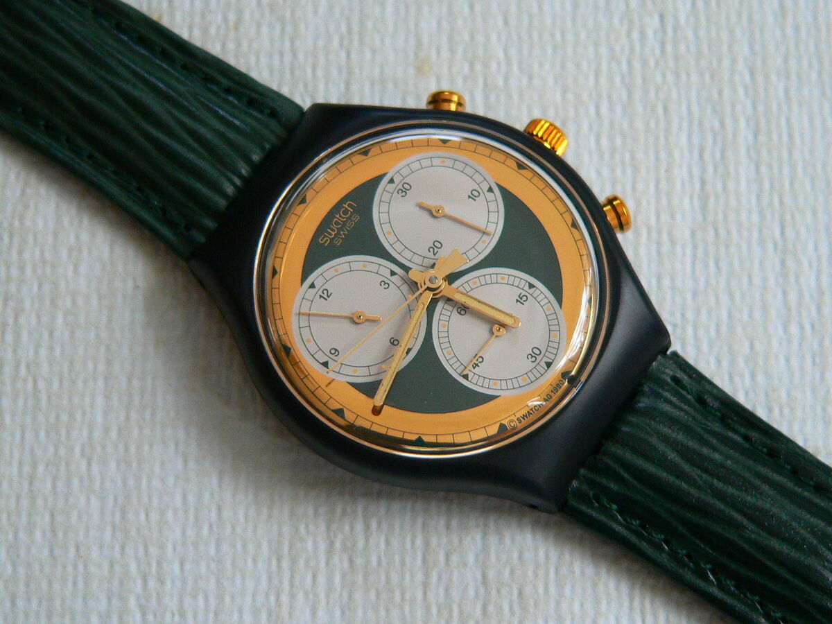 1992 Swiss Swatch Watch Chronograph Rollerball SCB107 Green 1992 Swiss Swatch Watch Chronograph Rollerball SCB107 Green