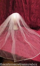 Wedding Dress Veil David Bridal Elbow Pearl and Bead Edge Veil New with Tag