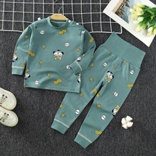 2pcs Kids Baby Boys Girls Pajamas Clothes Cotton Baby's Sleepwear Top Pants Sets