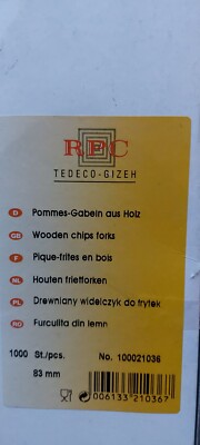 1000 St. Pommes-Gabel aus Holz, RPC Tedeco-Gizeh Einwegbesteck, 83mm