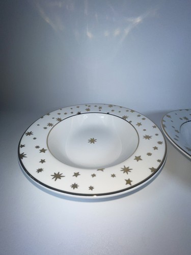 Sakura Galaxy Holiday Porcelain White, 14k Gold Rimmed Soup Bowls (2) - Picture 2 of 8