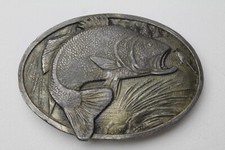 Vintage 1977 Bergamot Brass Works 'Large Mouth Bass' Oval Brass Belt Buckle