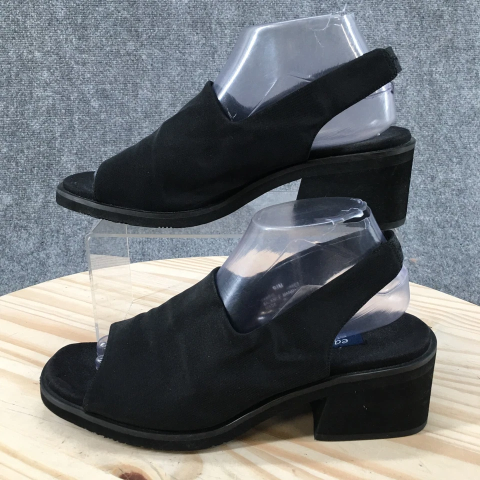 Sandalias Easy Spirit para mujer 9,5 M con cordones de tela negra punta abierta tacones en bloque Foto 2 de 4