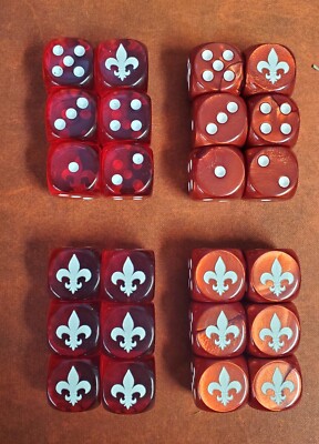 Red Fluer D6 clear and translucent (12 each) total 24 dice Free Shipping