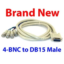 DB15 Male to 4 BNC RGB Video Cable