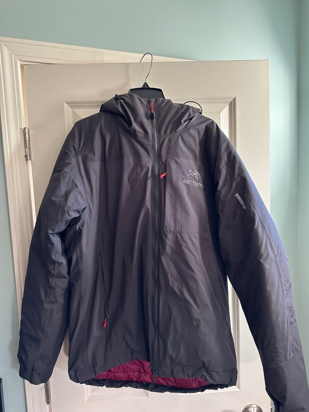 Arc'teryx Kappa Felpa con Cappuccio Uomo M Grigio Scuro Gore Windstopper Isolata Usata Delicatamente