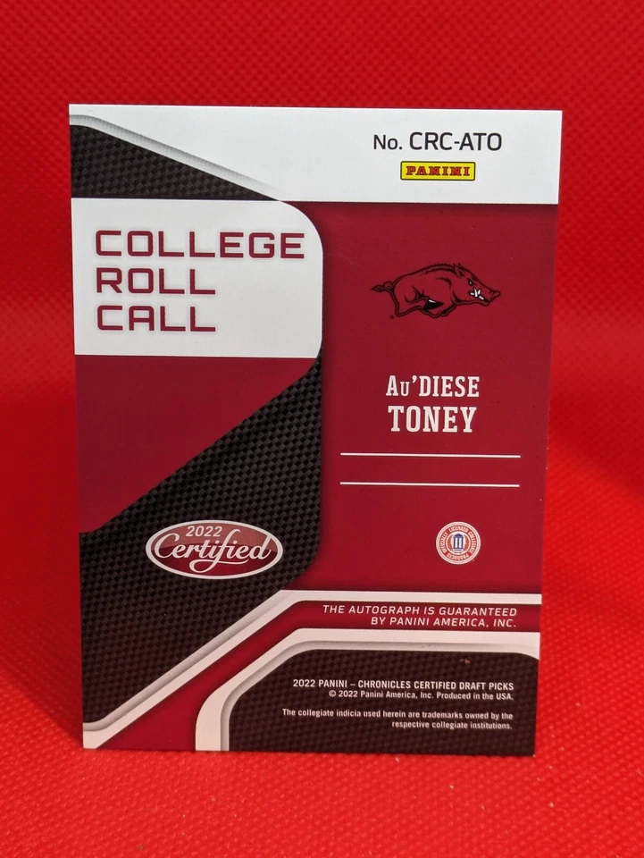 2022-23 Certified College Roll Call Au'Diese Toney AUTO GOLD ***7/10*** - Image 2 of 2