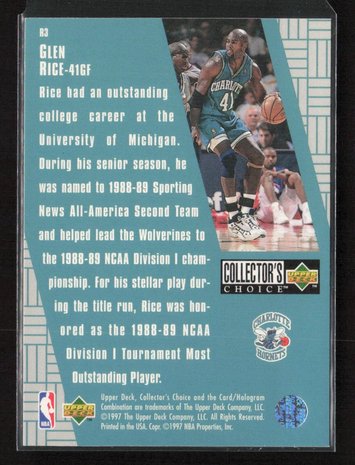 1997-98 Collector's Choice #R3 Glen Rice You Crash the Game Exchange - Image 2 of 2