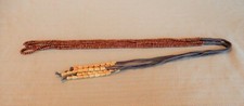 Vintage brown leather two tone wooden beaded ladies belt