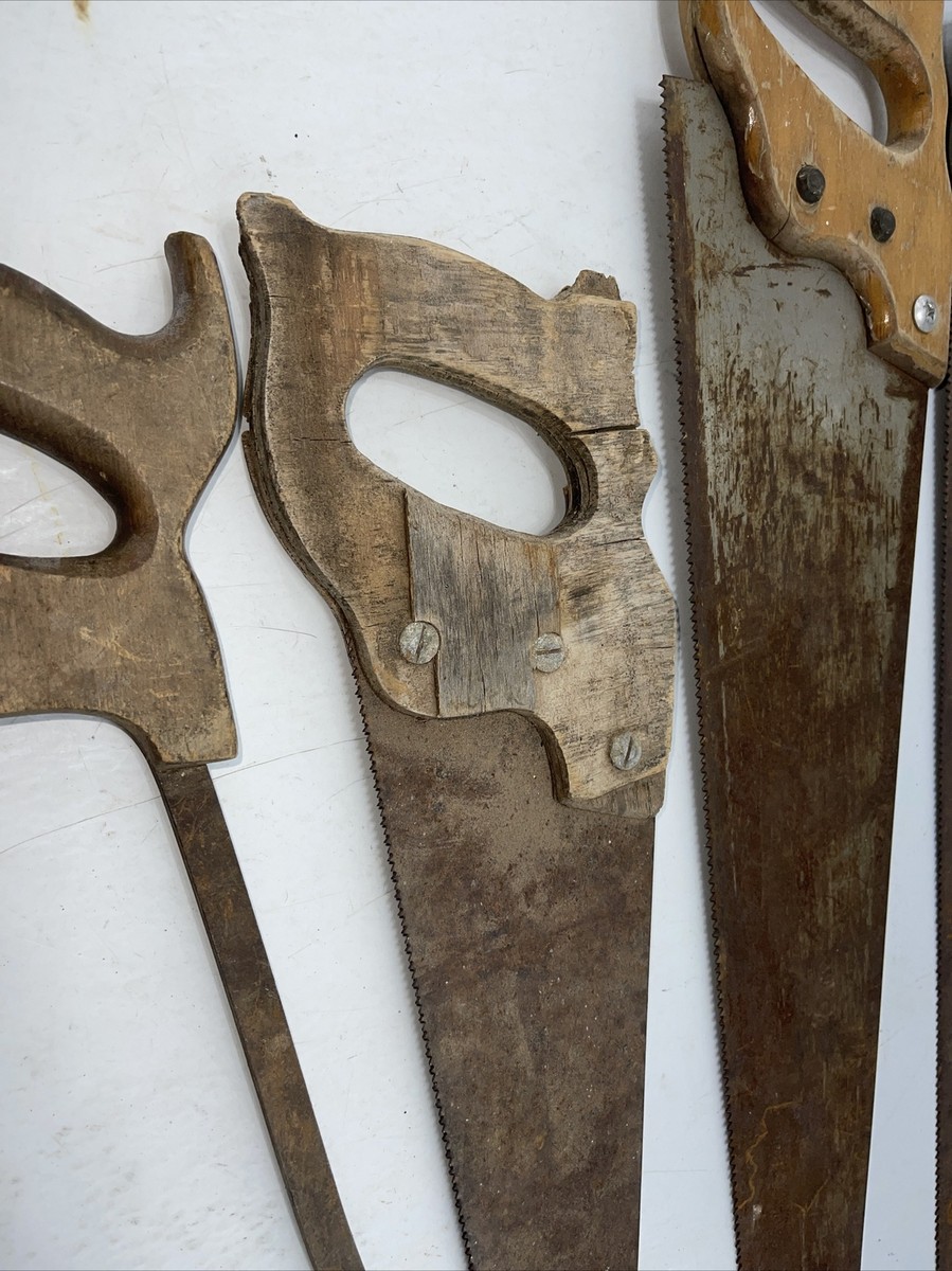 Disston Hand Saw USA Vintage Antique Wood Handle Emblem