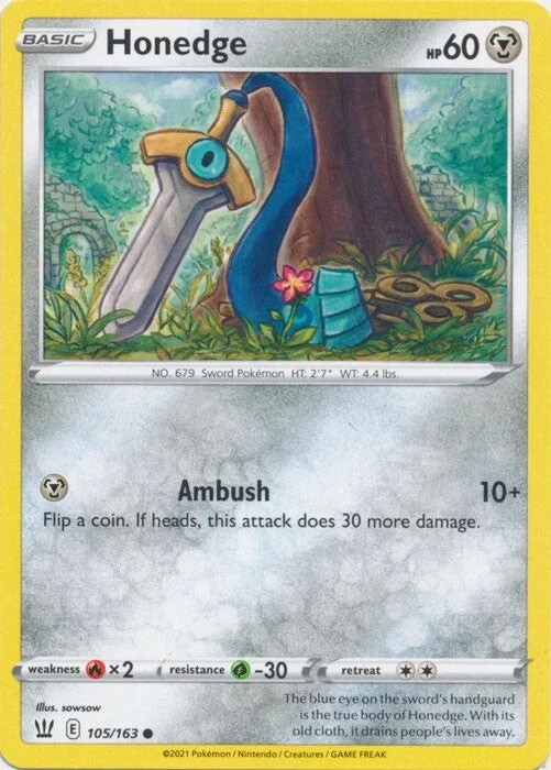 Honedge 105/163 Common Battle Styles Pokemon TCG