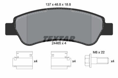 TEXTAR 2446501 Bremsbelagsatz, Scheibenbremse Für CITROËN, FIAT, OPEL, PEUGEOT