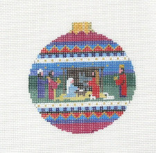 Susan Roberts Christmas Nativity Ornament Handpainted Needlepoint Canvas 7224
