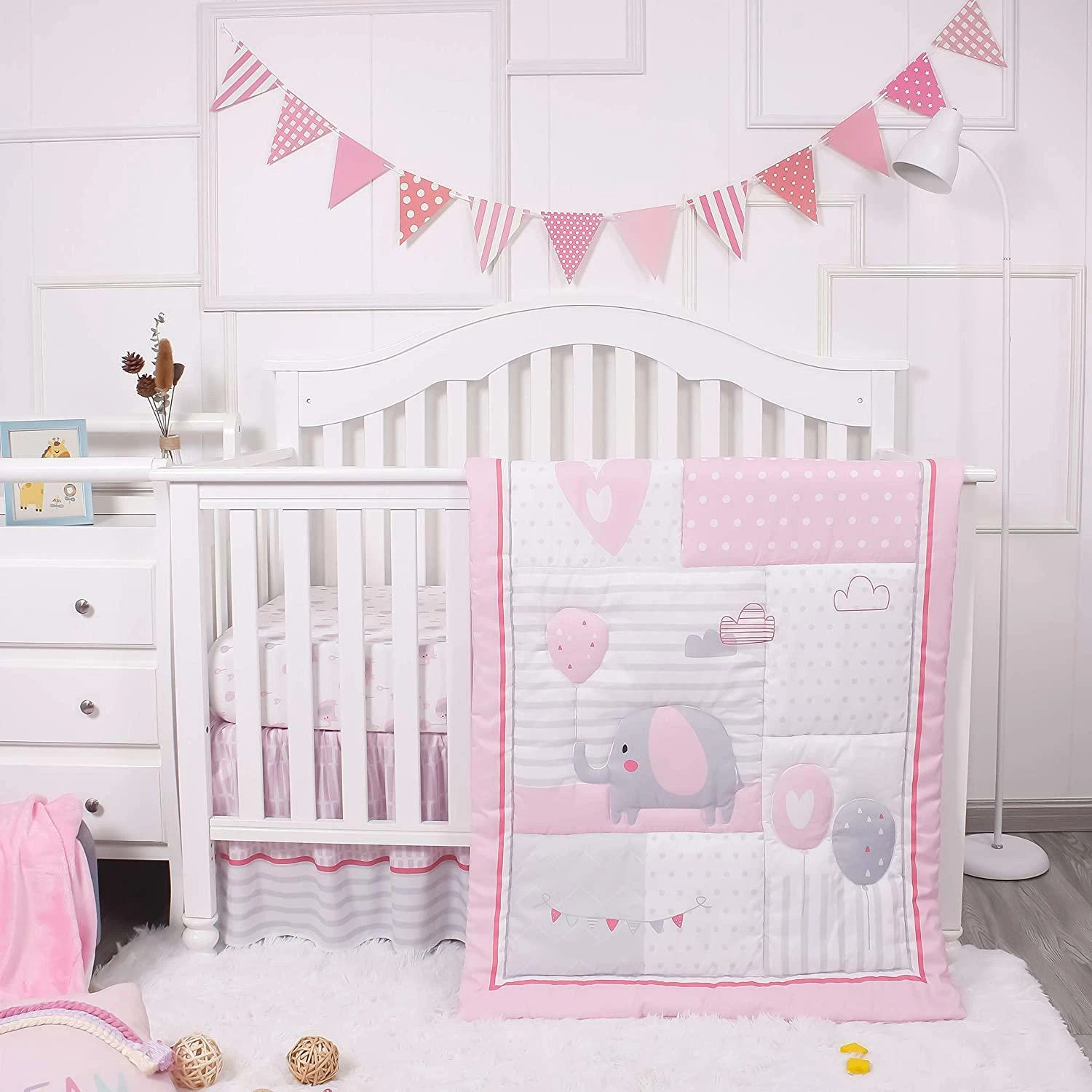 Baby Elephant Crib Bedding Set Girl Nursery Pink 3-Piece Standard Size Pink Gray
Opens in a new wind
