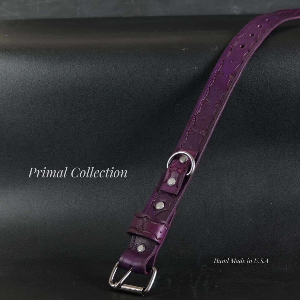 Кожаный ошейник для собаки на заказ. Ширина 1,5 дюйма. Западный дизайн. Фиолетовый - Изображение 4 из 4