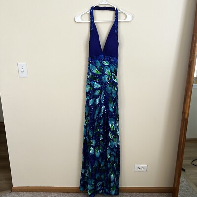 blue dress for baby girl Strappy-Back Long Sequin Prom Dress with Train Ivory/Gold / 14 main image 0