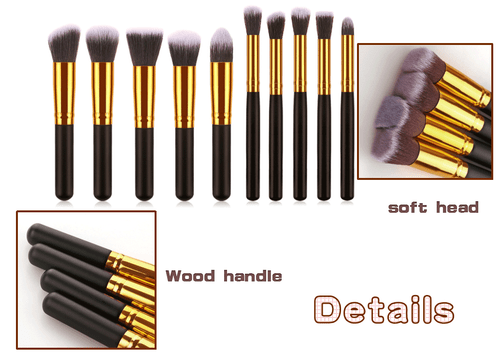 10 Stück Make-up Pinsel Kosmetik Augenbrauen Rouge Foundation Puder Kit Set PRO Beauty - Bild 3 von 13