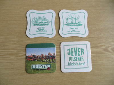 4 very nice old beer mats Jever Pilsener/Holsten beer from 80s Emden