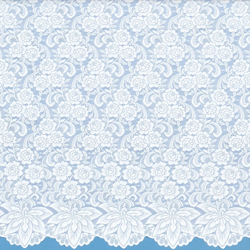 STAR THICK WHITE FLORAL LACE NET CURTAIN - SOLD BY WIDTH - PRIVACY -FREE POSTAGE - Image 2 of 3