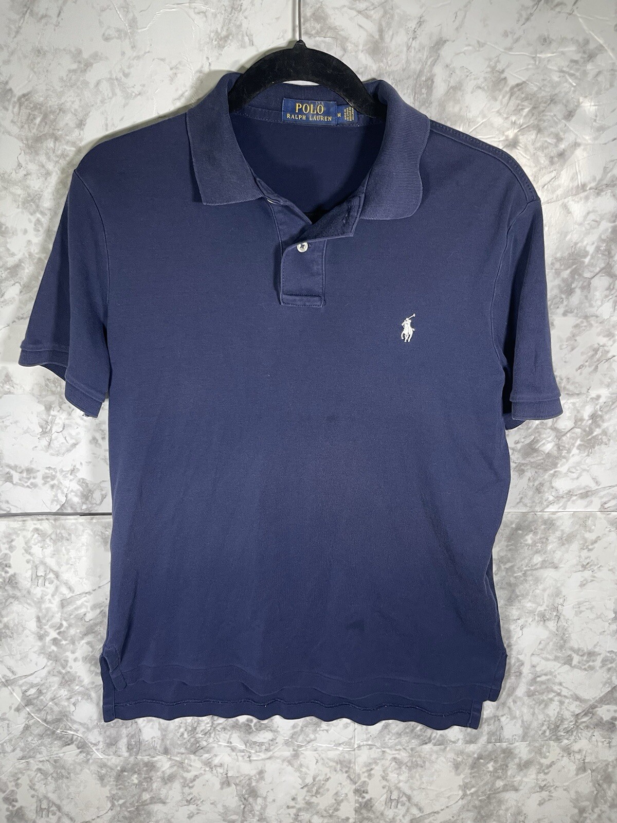 Polo Ralph Lauren Camicia Uomo M Polo 100% Cotone Vestibilità Classica Navy Bianco Pony