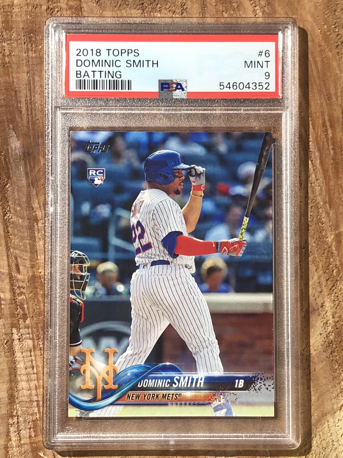 2018 Topps Dominic Smith Batting Card #6 PSA 9 MINT! Rookie RC New York Mets