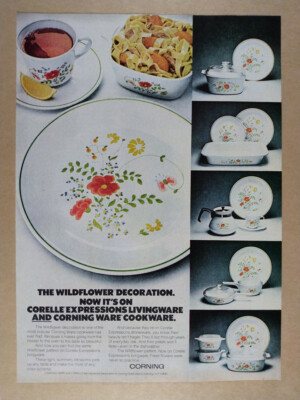 1978 Corning Ware Corelle Expressions Wildflower Pattern vintage print Ad 