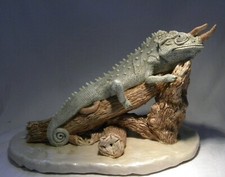 JILL MOGER CERAMIC SCULPTURE JACKSON'S CHAMELEON