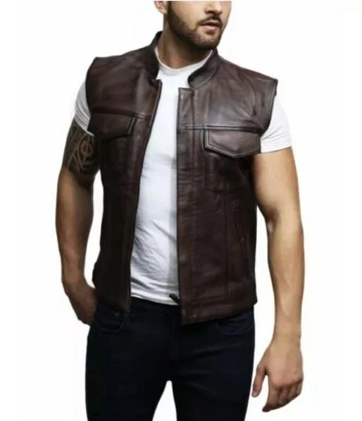 SOA Men's Leather Vest Anarchy Motorcycle Biker Club Concealed Carry Outlaws
Opens in a new window o