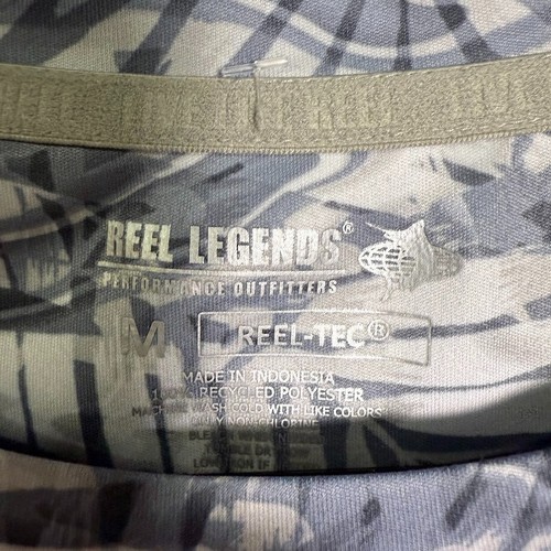 Reel Legends Men's Performance T-Shirt Medium Gray Palm Leaf Print UPF - Picture 3 of 5