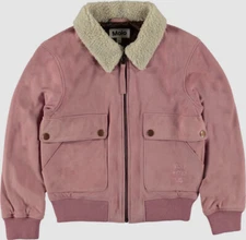 $290 Molo Girl's Kids Pink Hester Suede Leather Jacket EU Size 128/ US Size 8