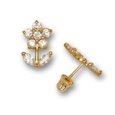 14K Yellow Gold Adorable Flower Shaped Studs Earrings for Girls