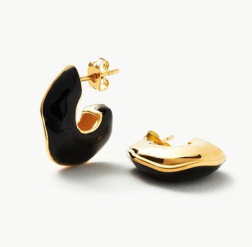 Missoma SQUIGGLE CHUBBY TWO TONE ENAMEL HOOP EARRINGS Rrp £129
