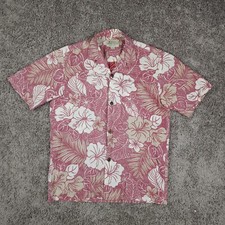 Vintage ROYAL CREATIONS Hawaiian Shirt Mens Small Burgundy Floral Aloha USA Made