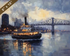 Crescent City Connection with river views oil painting 8x10 Print