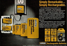 1984 Vintage Print Ad Eveready Rechargeable Batteries Simply Remarkable Nickel